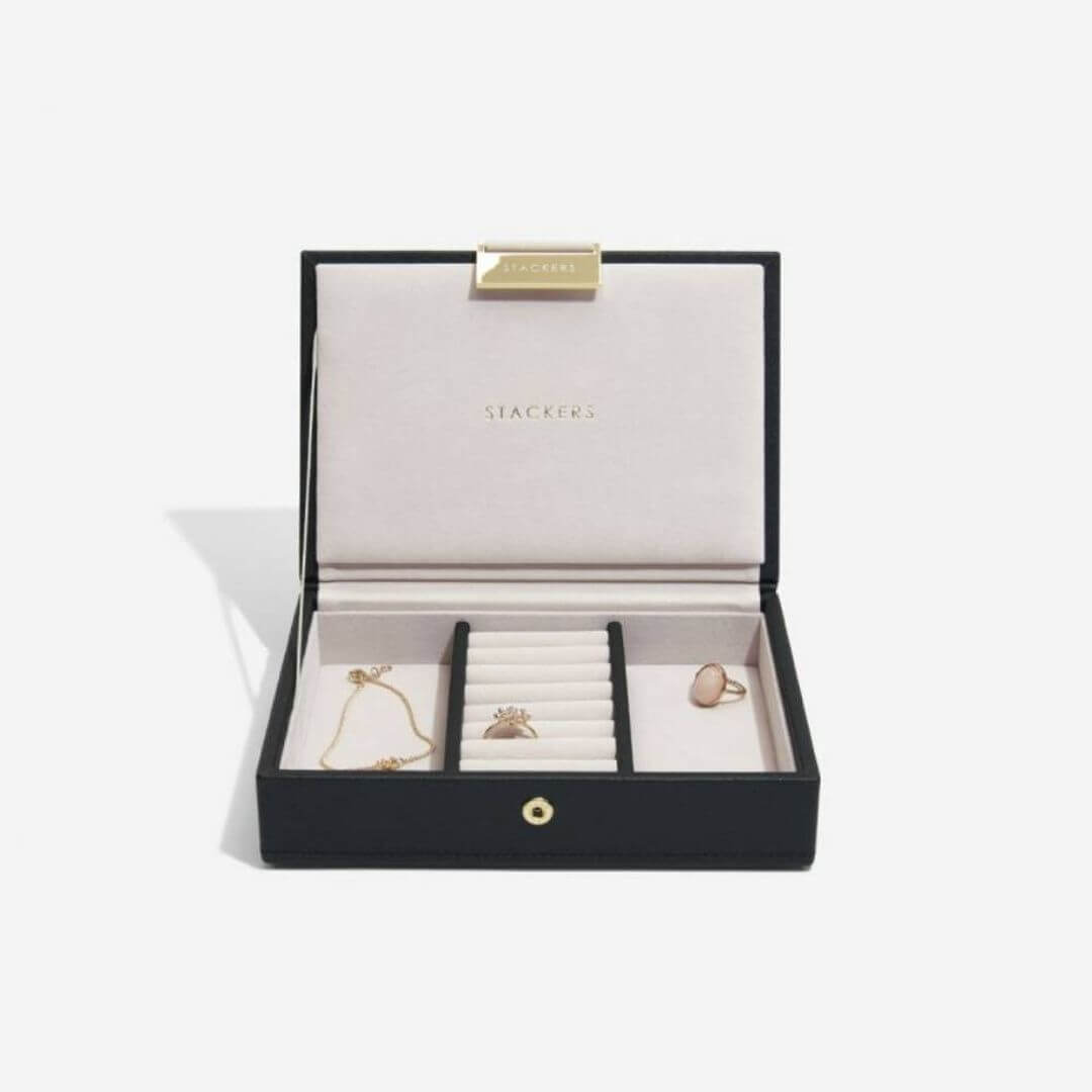 Stackers Svart Mini Leður lok - Frí áletrun