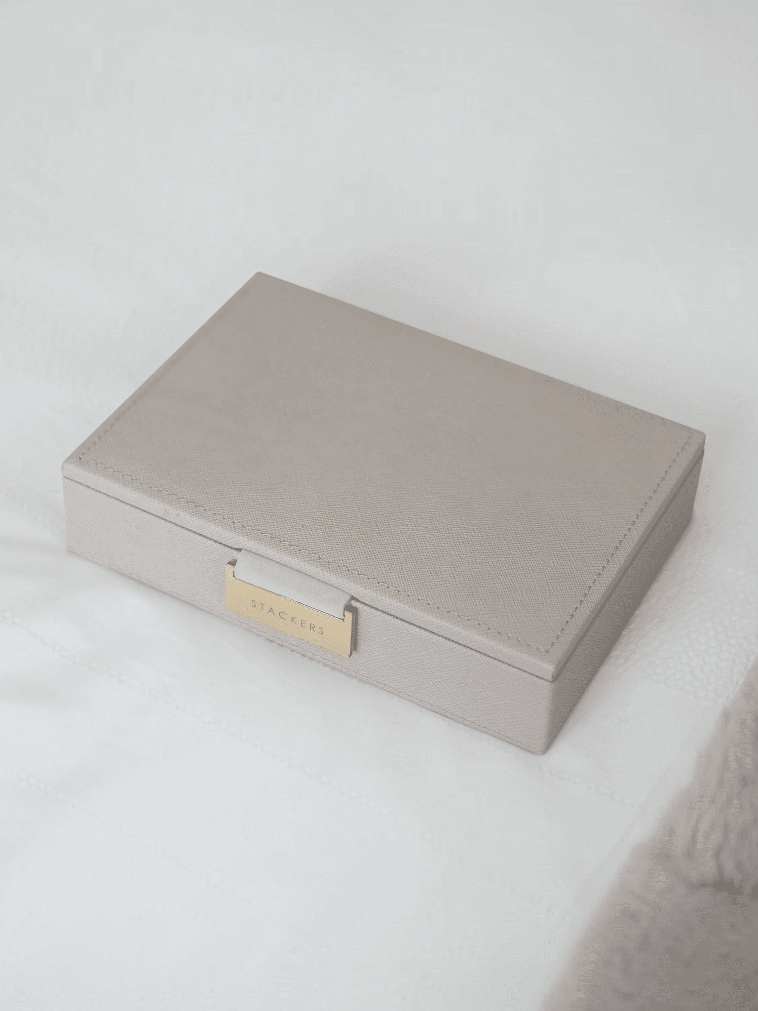Stackers Ljósgrátt Mini Leður lok