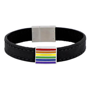 SVART LEÐURARMBAND LGBT