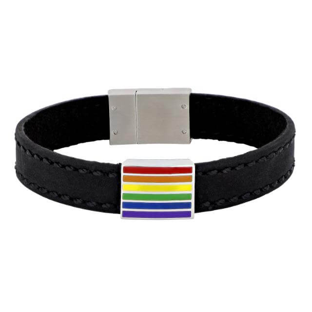 SVART LEÐURARMBAND LGBT