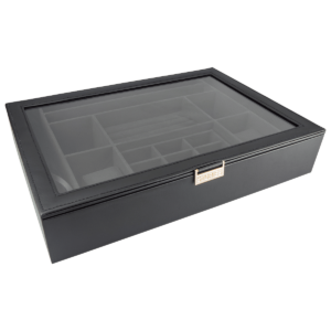 Svart skrín fyrir úr og skartgripi