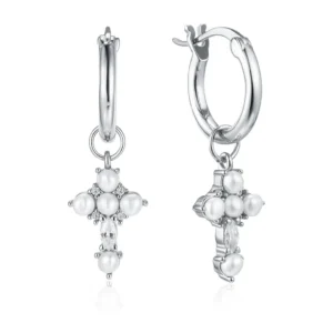 HOOP TINY CROSS - EYRNALOKKAR - VERADESIGN