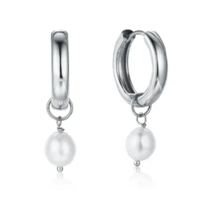 HOOP OVAL PEARL - EYRNALOKKAR - VERADESIGN