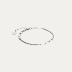 BY•L – FROST ARMBAND M/ KEÐJU Á MILLI - RHODIUM