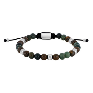 Armband – grænn agate/ilmenite bronzitite – 8mm