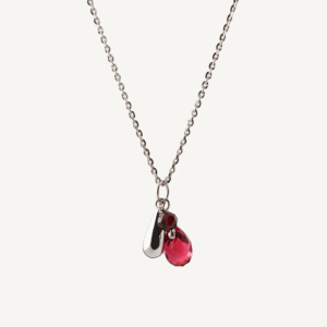 BY-L – Stilla hálsmen dropi, Garnet, Red quartz - rhodium