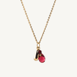 BY-L – Stilla hálsmen dropi, Garnet, Red quartz – gyllt