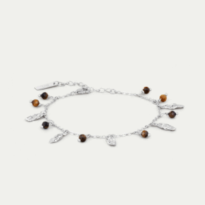 BY•L – Örkörk armband m/ 5x arkir & 8x Tígrisaugu - rhodium